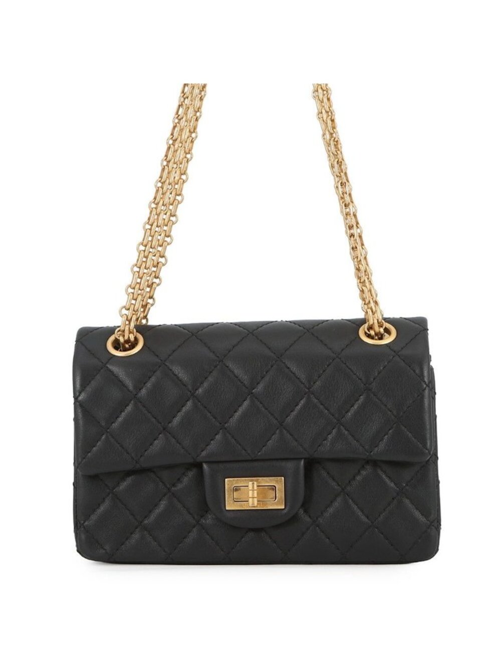 Chanel Chain Shoulder Bag Quilted 2.55 Mini Leather Black